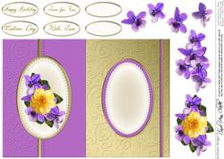 Flowers & Pearls Fold Back Card with Decoupage