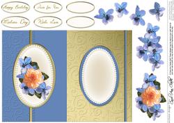 Flowers & Pearls Fold Back Card with Decoupage