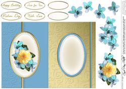 Flowers & Pearls Fold Back Card with Decoupage