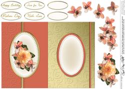 Flowers & Pearls Fold Back Card with Decoupage