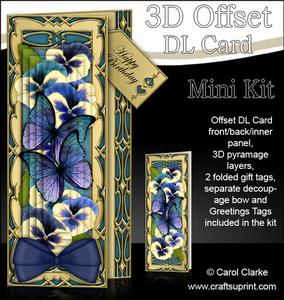 3D Offset Dl Pansies & Butterflies Pyramage Mini Kit
