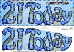 Birthday 21 Today Large Dl Quick Card 3D Decoupage