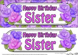 Large Dl Happy Birthday Sister Card & 3D Decoupage