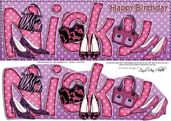 Large Dl Happy Birthday Nicky Card & 3D Decoupage