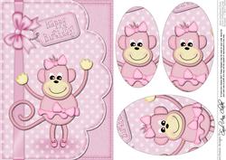 A5 Tu Tu Monkey Oval Pyramage Topper