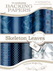 Skeleton Leaves Backing Papers Kit in Teal