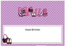 Happy Birthday Millie Matching Large Dl Insert