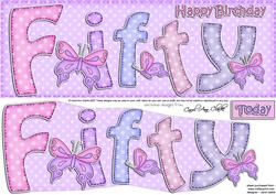 Large Dl Happy Birthday Fifty Quick Card & 3D Decoupage