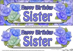 Large Dl Happy Birthday Sister Quick Card & 3D Decoupage