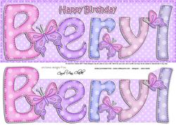 Large Dl Happy Birthday Beryl Quick Card & 3D Decoupage