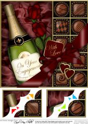 8 x 8 Engagement Champers Chocs N Roses Scalloped Corner
