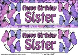 Large Dl Birthday Sister Butterflies Card & 3D Decoupage