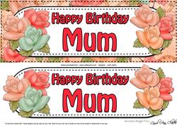 Large Dl Birthday Mum Roses Card & 3D Decoupage