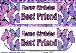 Large Dl Birthday Best Friend Butterflies Card & 3D De