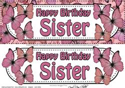 Large Dl Birthday Sister Butterflies Card & 3D Decoupage