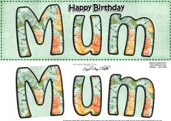 Large Dl Birthday Mum Roses Card & 3D Decoupage
