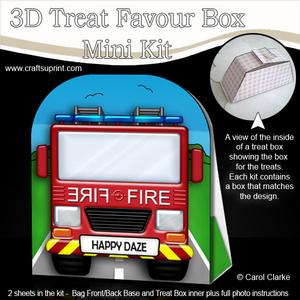 3D Transport Fire Engine Car Treat or Favour Box Mini Kit