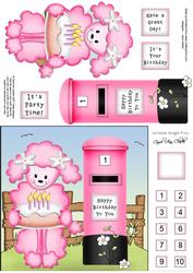 Bon Bon Poodle & Postbox Quick Card N 3D Decoupage
