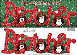 Large Dl Xmas Brother with Penguins Quick Card 3D Decoupage
