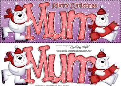 Large Dl Xmas Mum Polar Bears Quick Card 3D Decoupage