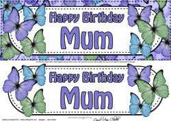 Large Dl Birthday Mum Butterflies Card & 3D Decoupage