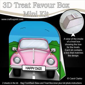 3D Transport Vw Beetle Car Treat or Favour Box Mini Kit