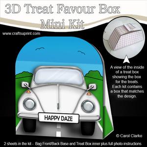 3D Transport Vw Beetle Car Treat or Favour Box Mini Kit