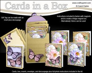 Flowers & Butterflies Cards in a Box & Fridge Magnet