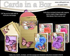 Butterflies & Roses Cards in a Box & Fridge Magnet
