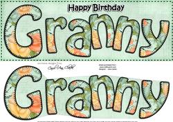 Large Dl Birthday Granny Roses Card & 3D Decoupage