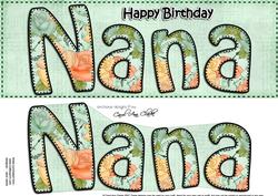 Large Dl Birthday Nana Roses Card & 3D Decoupage