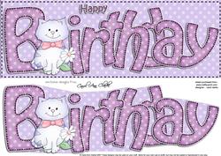 Large Dl Birthday Cat Card & 3D Decoupage
