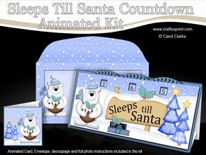 3D Xmas Polar Bear's Pud Sleeps Till Santa Countdown Card