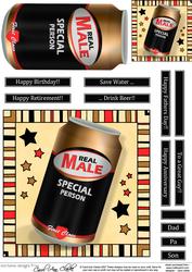 Real Male Beer Can Quick Card N 3D Decoupage