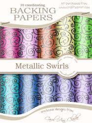 Summer Mists 'silver Metallic Swirls' Backing Papers Kit