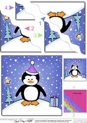 Cute Xmas Penguin Wavy Corner Side Stacker Topper