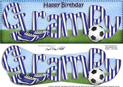 Large Dl Birthday Grampy Football Card & 3D Decoupage