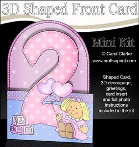 3D 2nd Birthday Doll Shaped Front Card with Decoupage