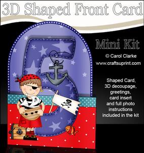 3D 5th Birthday Pirate Shaped Front Card with Decoupage