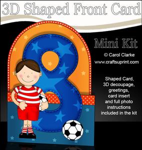 Image of cup646258_359 - 3D 8th Birthday Footballer Shaped Front Card with Decoupage