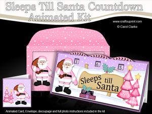 3D Xmas Santa Sleeps Till Santa Countdown Card