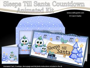 3D Xmas Owls Sleeps Till Santa Countdown Card