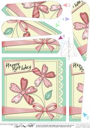 Birthday Flowers & Lace Fan Pyramage Topper