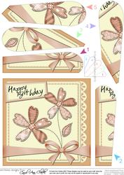 Birthday Flowers & Lace Fan Pyramage Topper