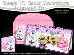 3D Xmas Polar Bear's Pud Sleeps Till Santa Countdown Card