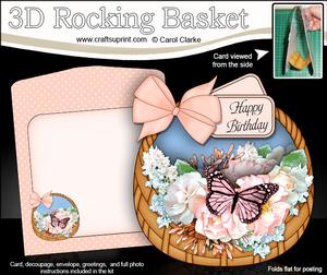 3D Pastel Flowers & Butterflies Rocking Baskets