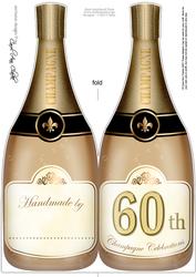 Large Dl 60th Champagne Bottle Shaped Card