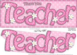 Large Dl Thank You Teacher Flowers Quick Card 3D Decoupag