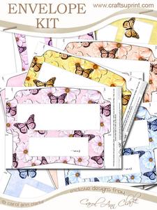 10 Mini Dl (80 x 215mm) Pretty Butterfly & Flower Envelopes