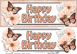 Large Dl Birthday Floral Butterflies 3D Decoupage
